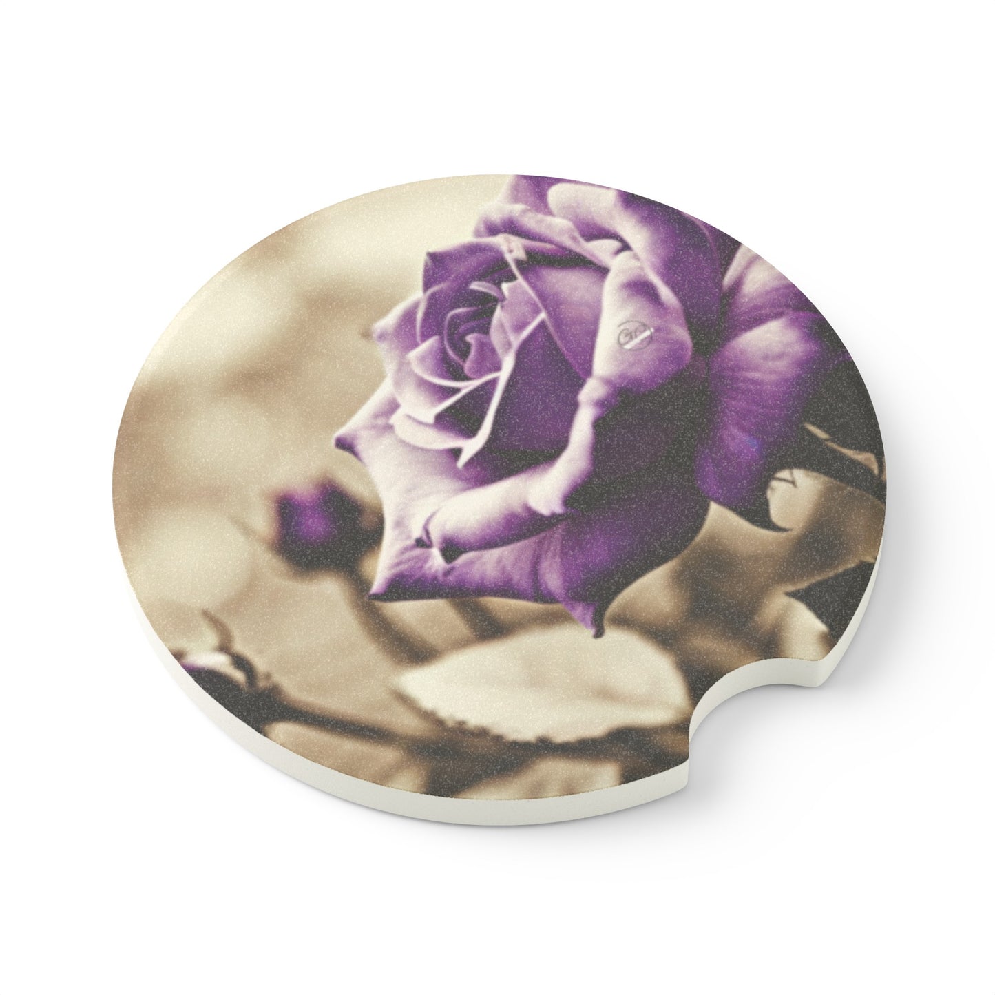 Lavendar-Rose Soapstone Car Coaster